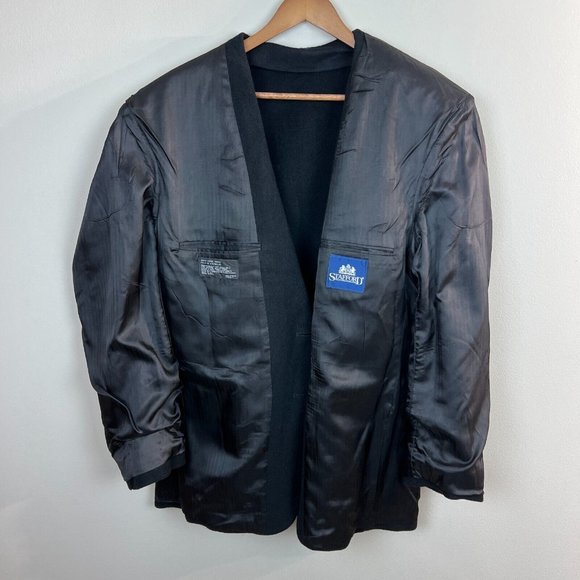 Stafford Blazer Jacket Sport Coat 42R Men Black 100% Camel Hair 2-Button Classic - Picture 12 of 13